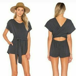 Free People Charcoal Easy Street Wrap Romper